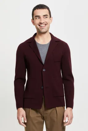 Elias Extra Fine Merino Wool Cardigan Wine
