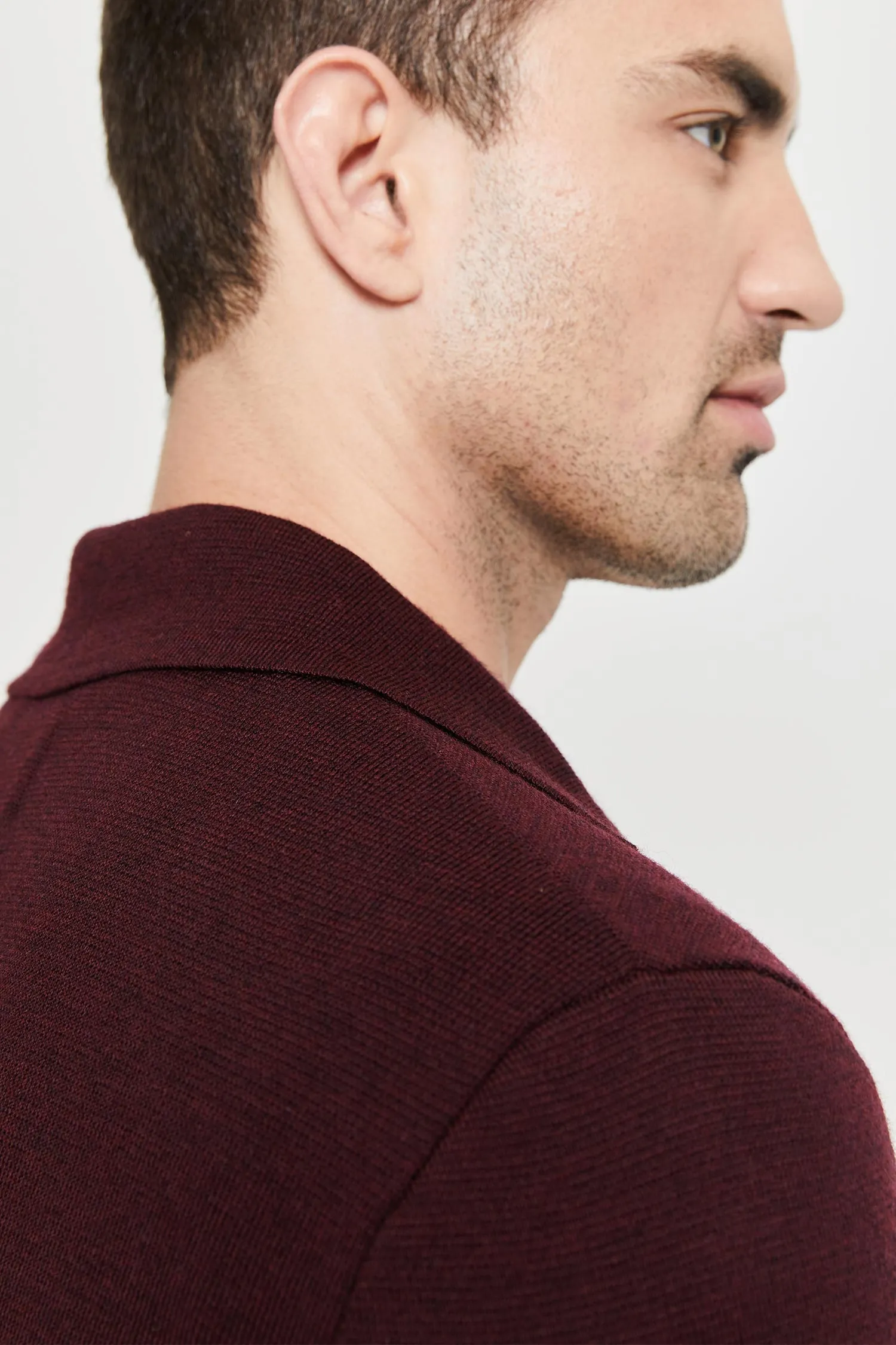 Elias Extra Fine Merino Wool Cardigan Wine