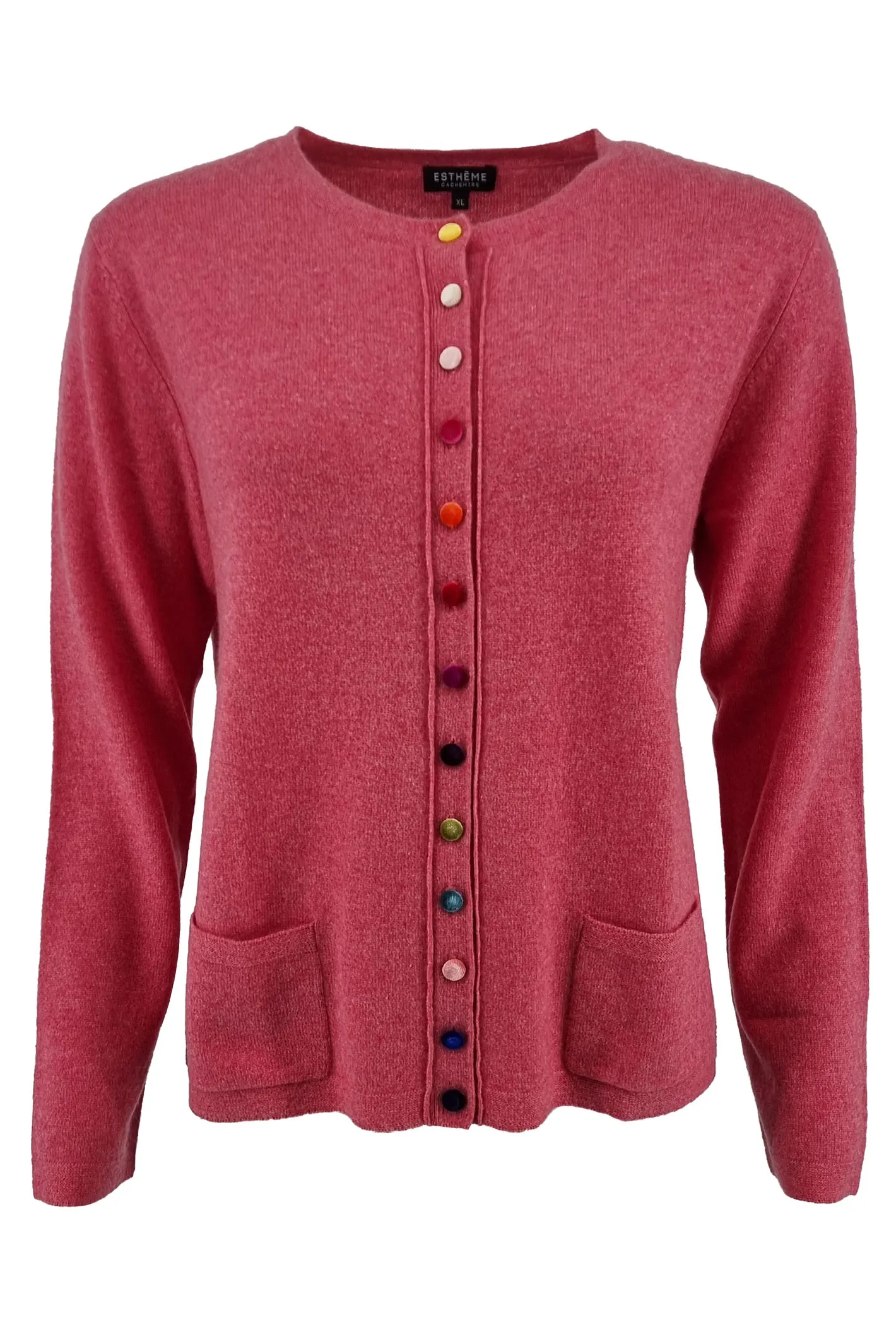 Estheme Cachemire Cardigan With Coloured Buttons Bubble Pink WES24A40H 1340