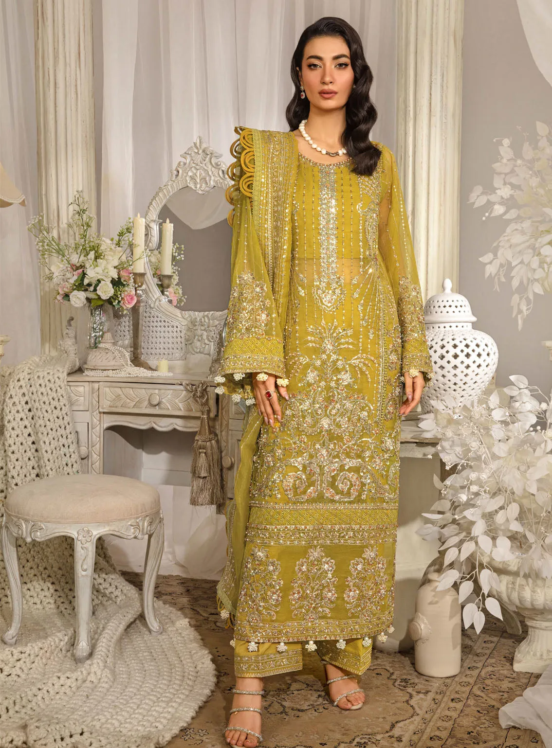 Evara By Elaf Embroidered Organza Suits Unstitched 3 Piece - EL24EV EFE-03 SUNLIT