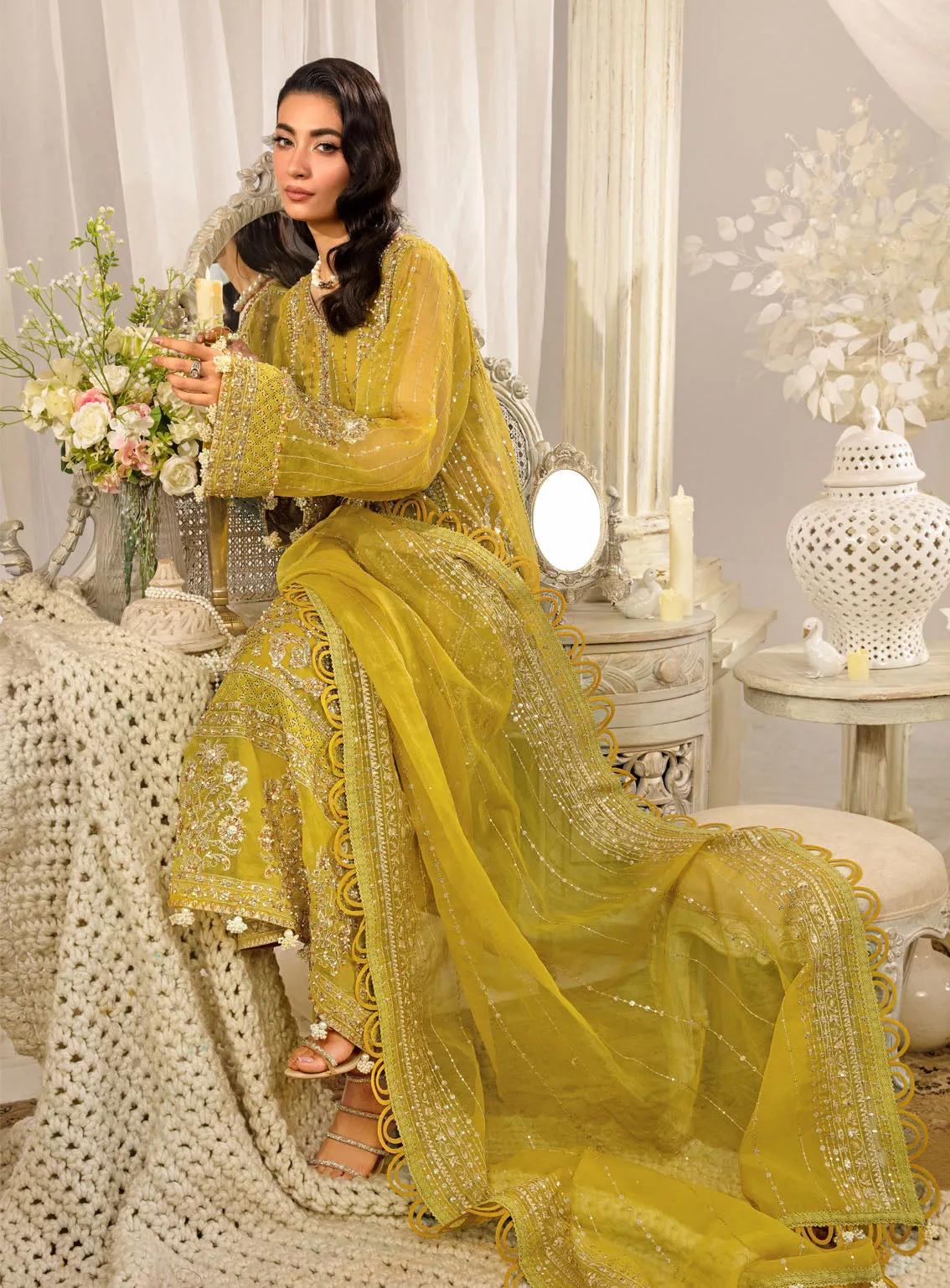 Evara By Elaf Embroidered Organza Suits Unstitched 3 Piece - EL24EV EFE-03 SUNLIT