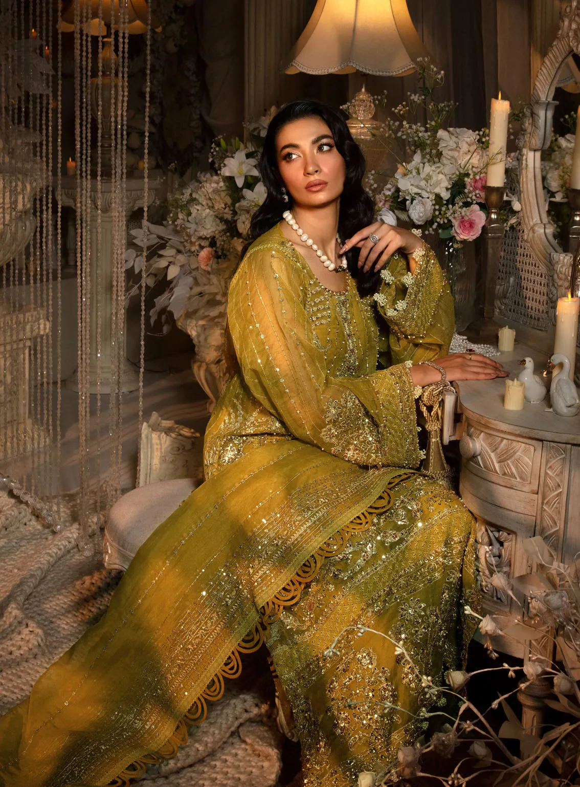 Evara By Elaf Embroidered Organza Suits Unstitched 3 Piece - EL24EV EFE-03 SUNLIT
