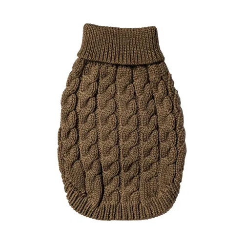 Fashion Pet Cosmo Chunky Cable Sweater Brown Extra Large