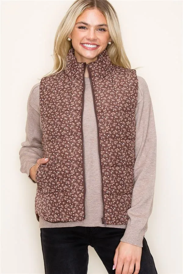 Floral Puffer Vests - FINAL SALE