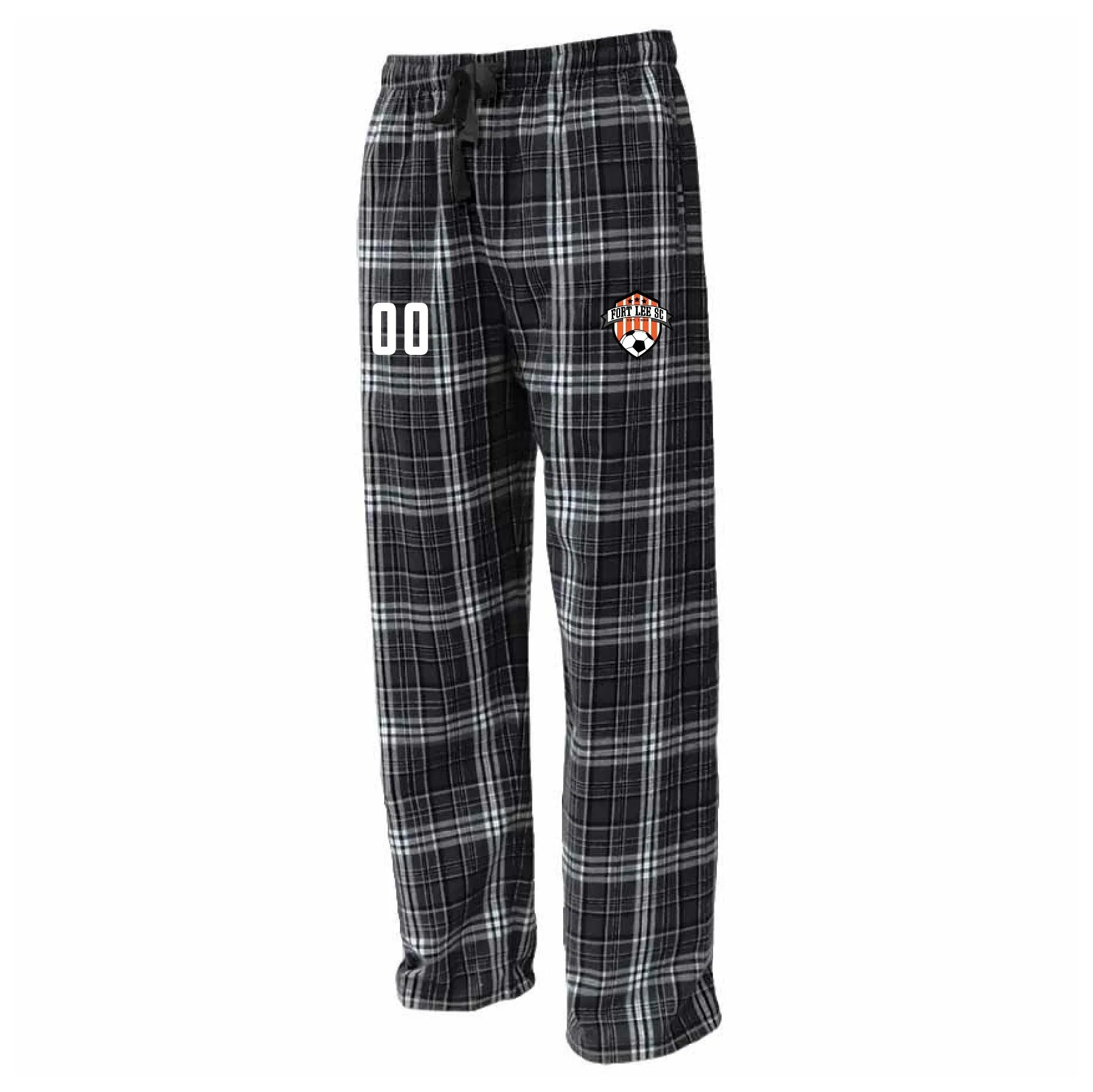 Fort Lee SC Flannel Plaid Pajama Pant Black/White