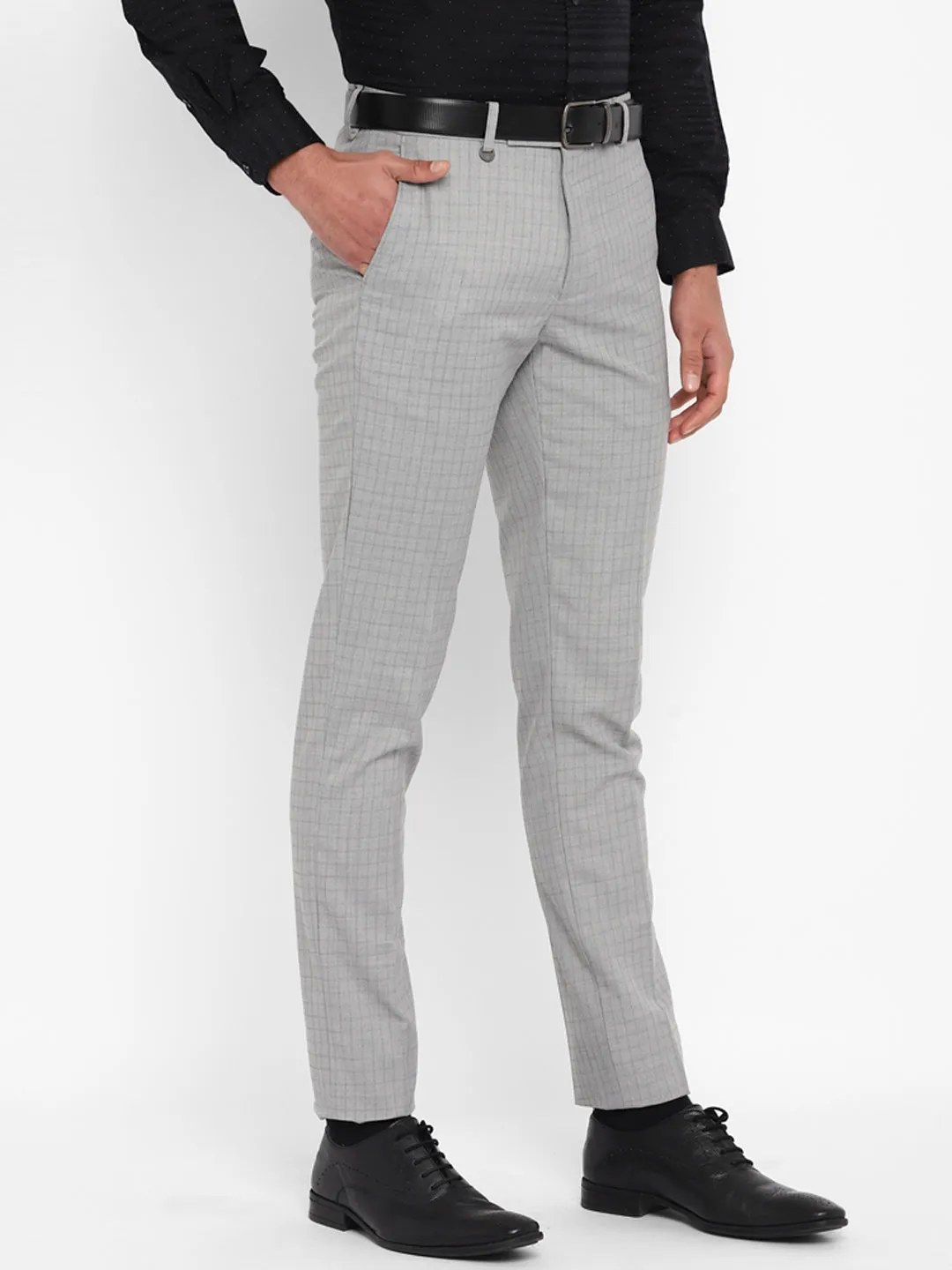 Grey Checked Slim Fit Trouser