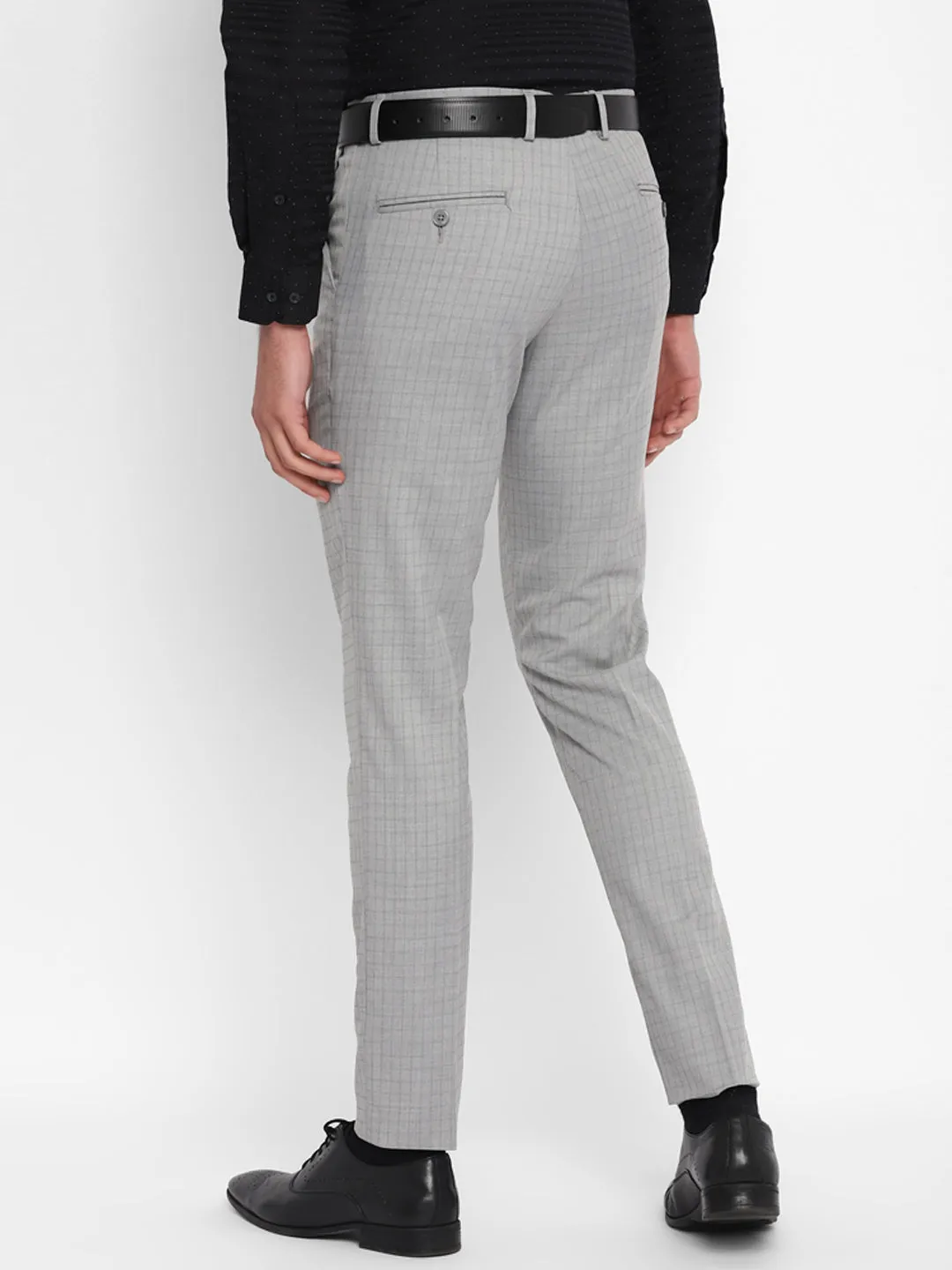 Grey Checked Slim Fit Trouser