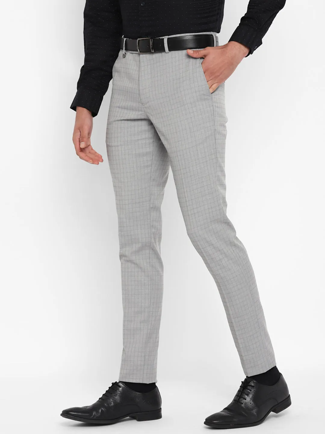 Grey Checked Slim Fit Trouser