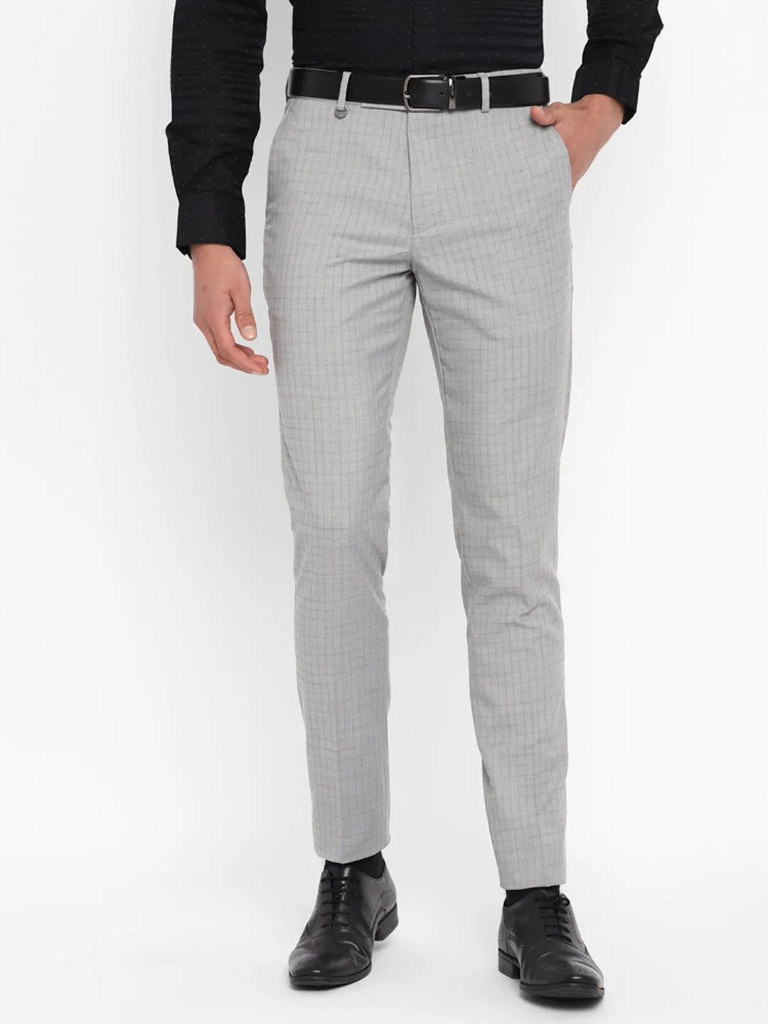 Grey Checked Slim Fit Trouser