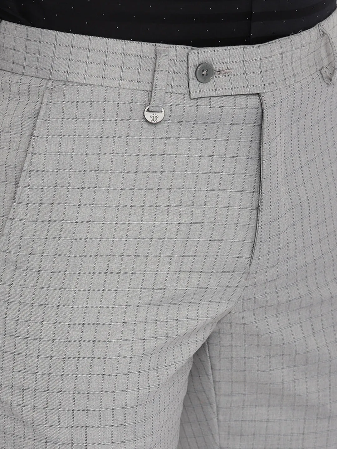 Grey Checked Slim Fit Trouser