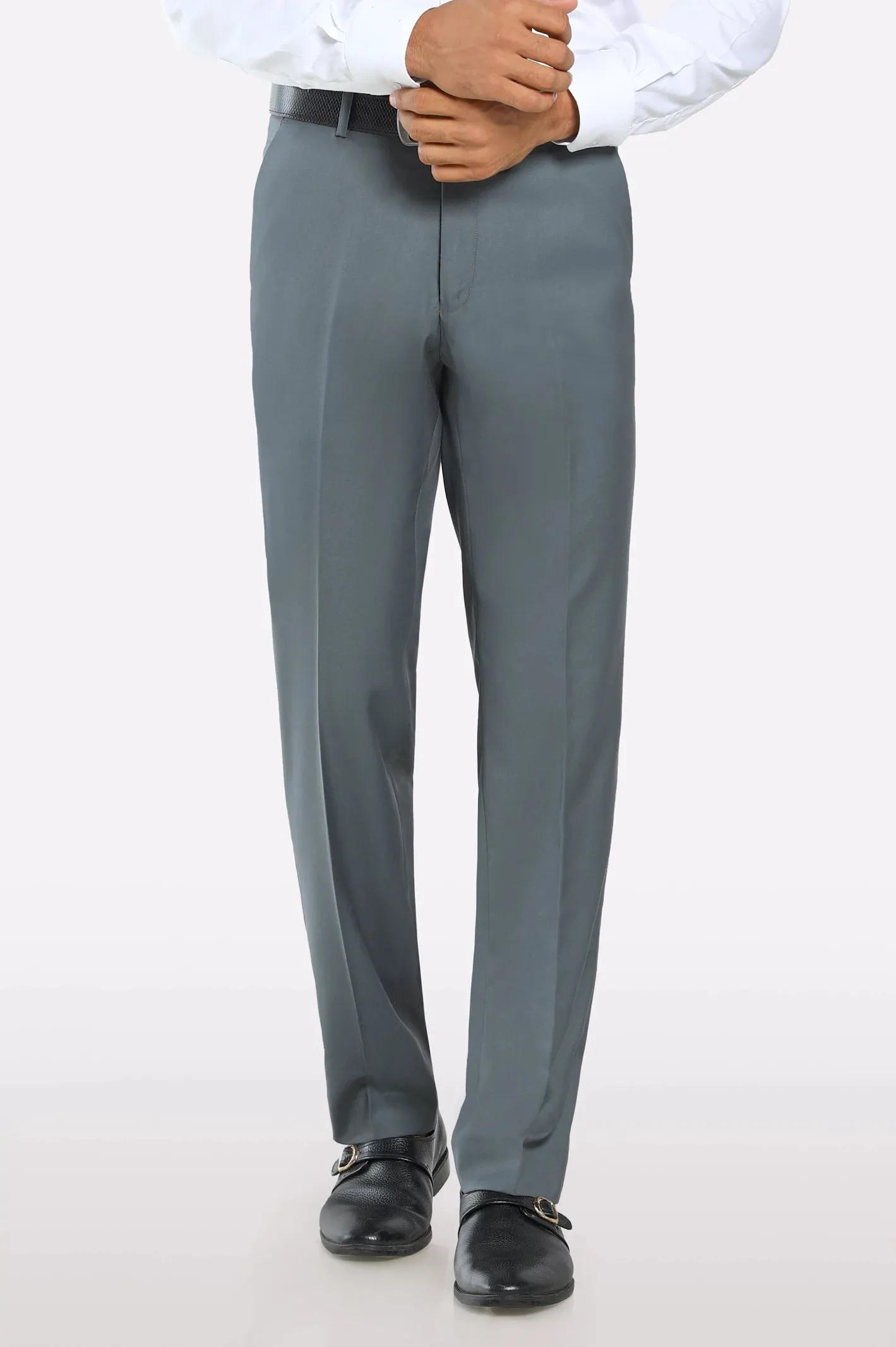 Grey Regular Fit Formal Trouser