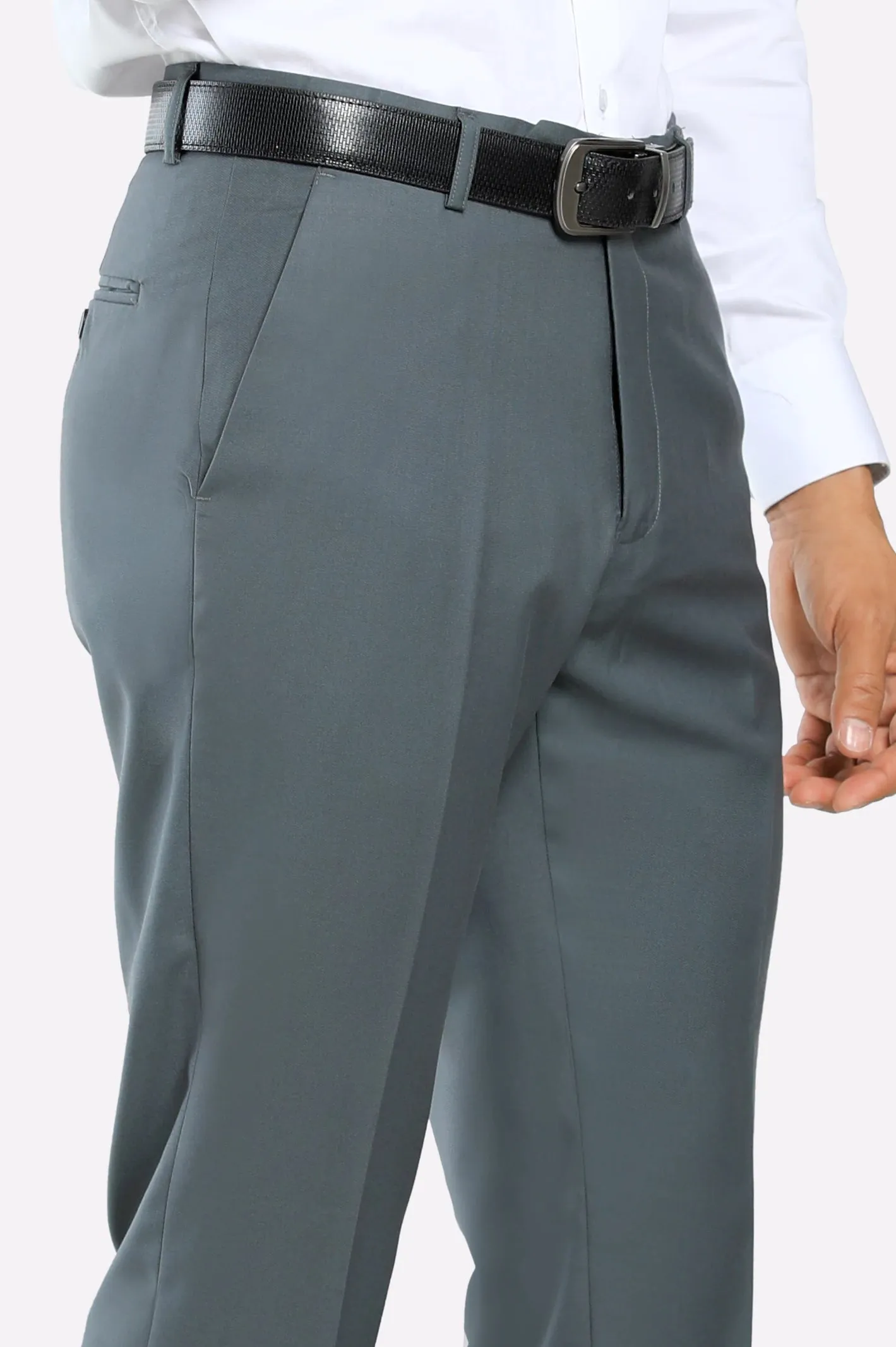 Grey Regular Fit Formal Trouser