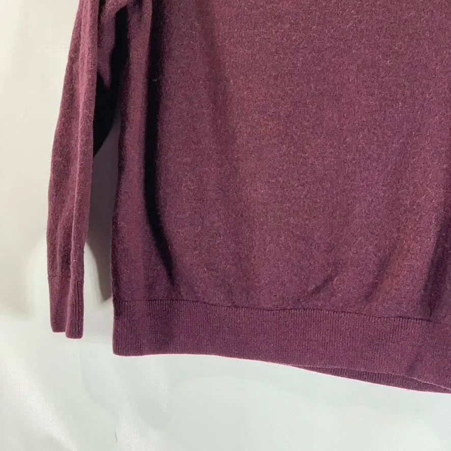 HART SCHAFFNEER MARX Men's Burgundy Extra Fine Merino Wool Crewneck Sweater SZ L