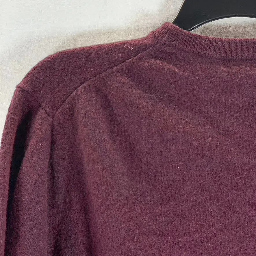 HART SCHAFFNEER MARX Men's Burgundy Extra Fine Merino Wool Crewneck Sweater SZ L