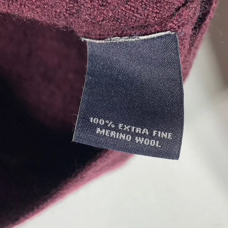 HART SCHAFFNEER MARX Men's Burgundy Extra Fine Merino Wool Crewneck Sweater SZ L