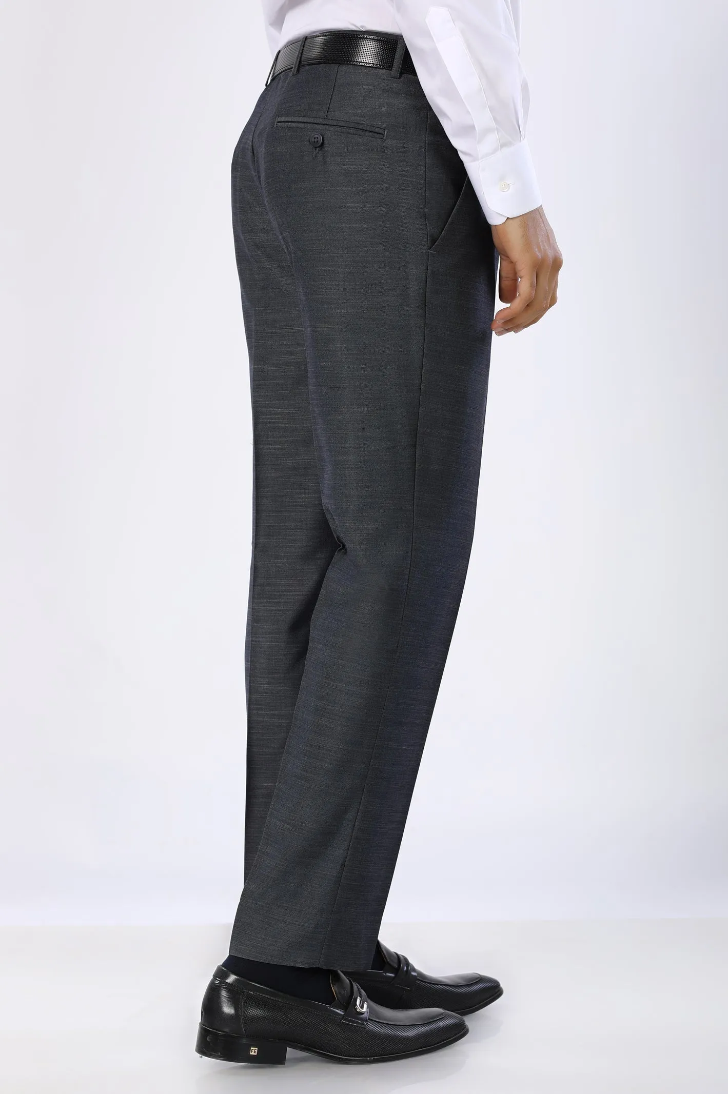 Heather Grey Wash & Wear Regular Fit Trouser