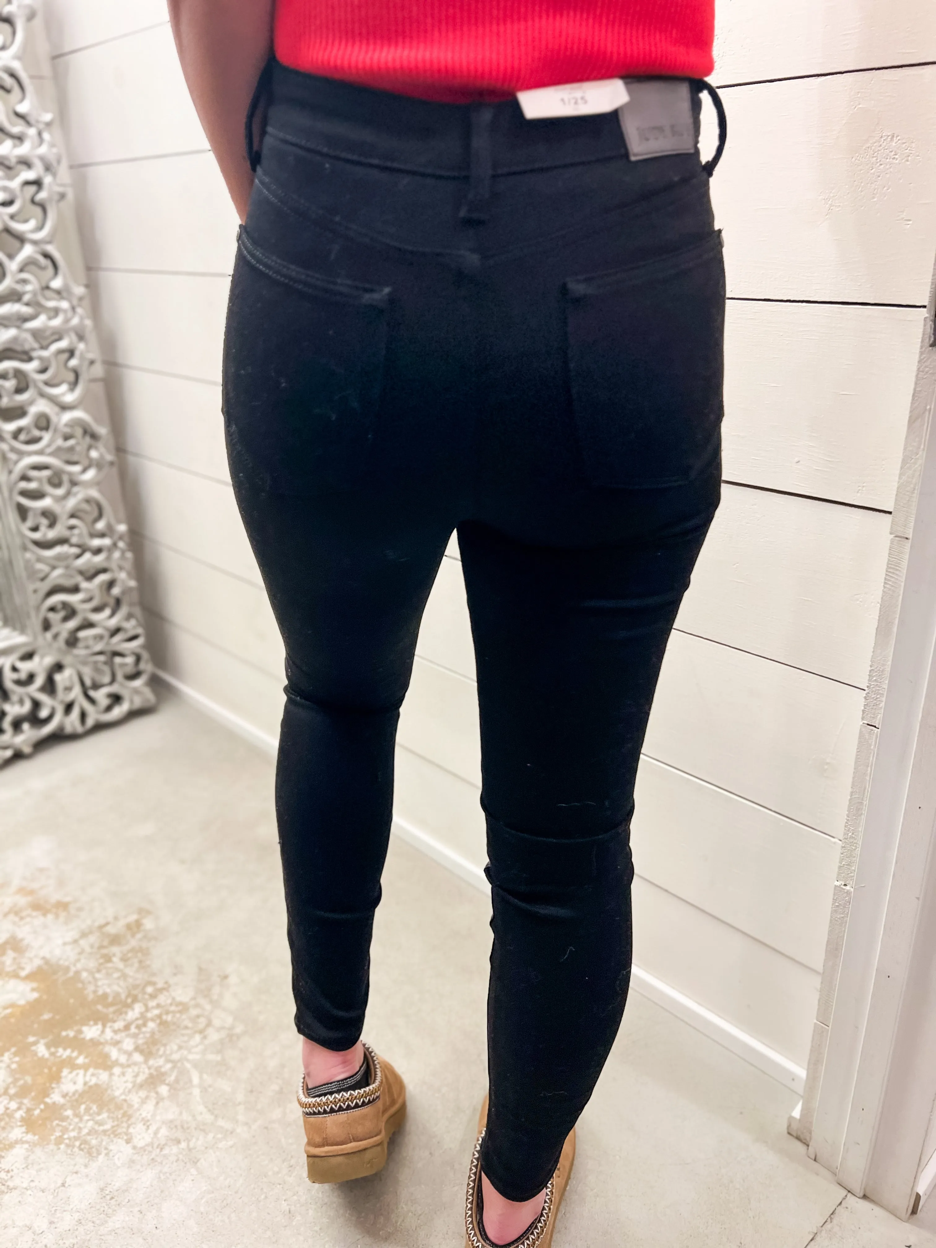 Heidi Faux Leather & Denim Skinny