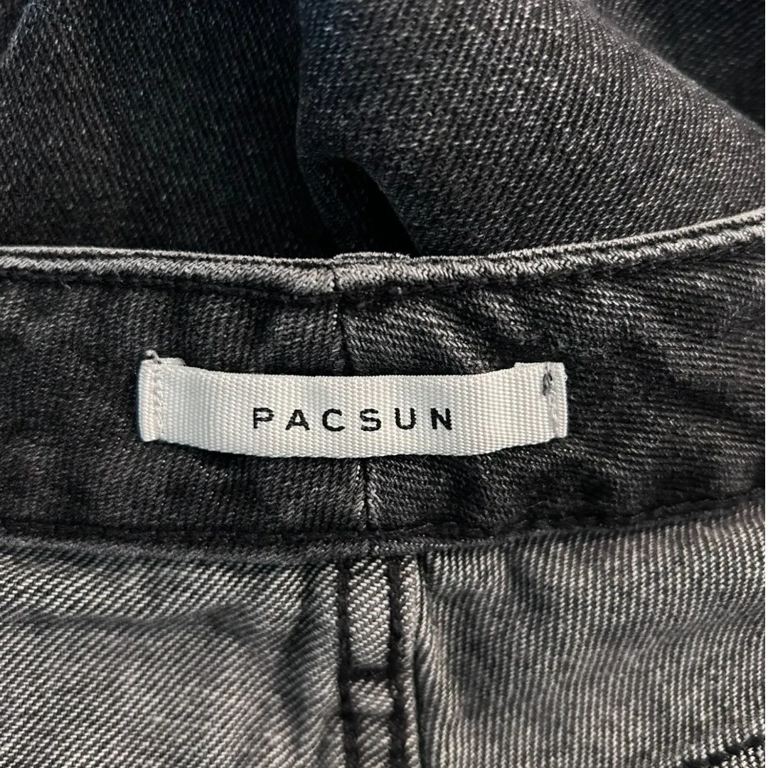 High Rise Mom Jeans Washed Black Denim Classic Fit