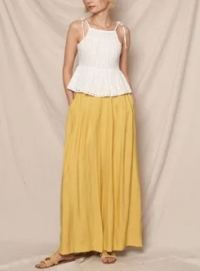 Honey Drizzle Relaxed Fit Pleated Wide Leg Pants