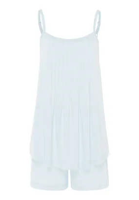 Juliet Spaghetti Strap Pleated Pajama Set | Whispering Blue 77705-2503