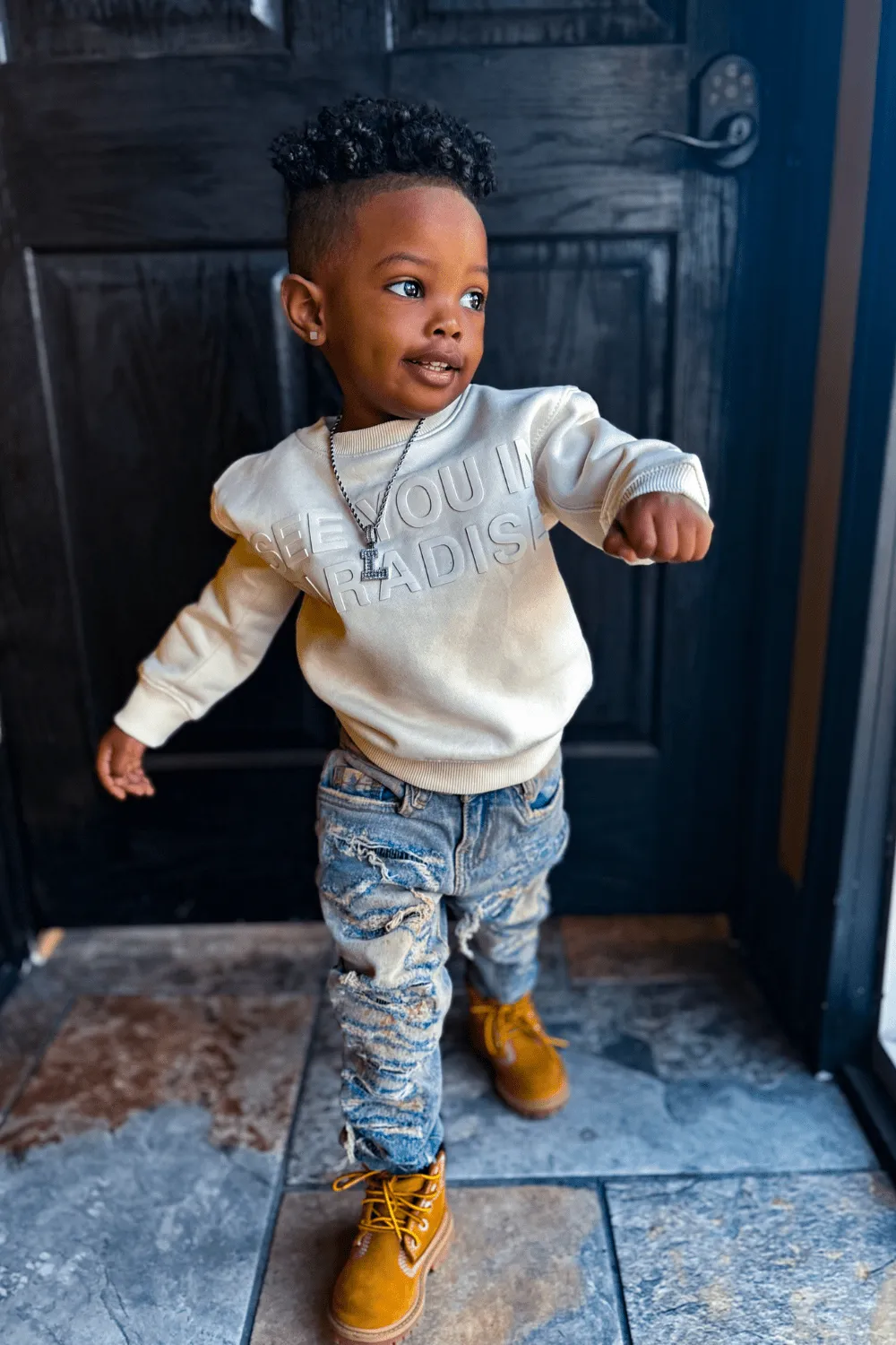 Kids Paradise Tonal Crewneck Sweatshirt (Bone)