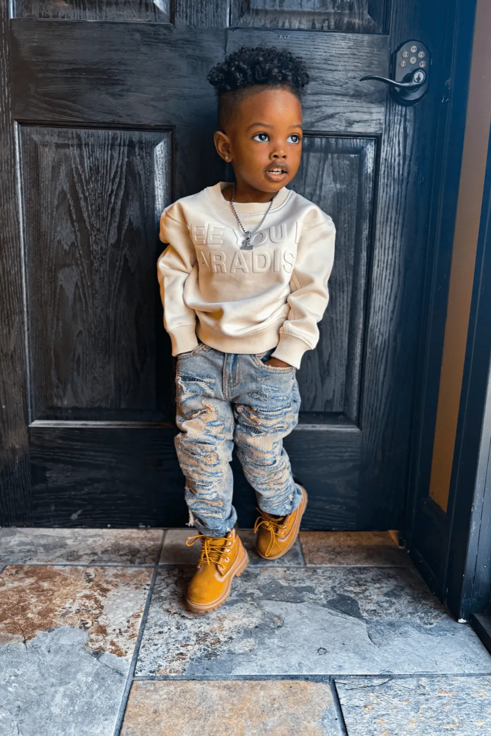 Kids Paradise Tonal Crewneck Sweatshirt (Bone)