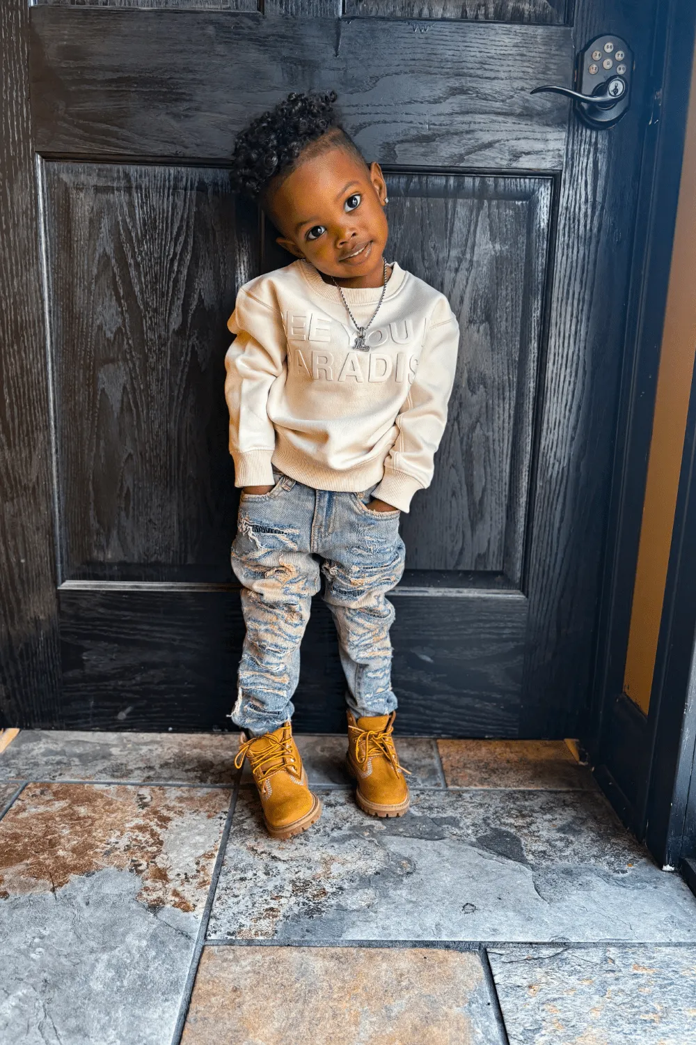 Kids Paradise Tonal Crewneck Sweatshirt (Bone)