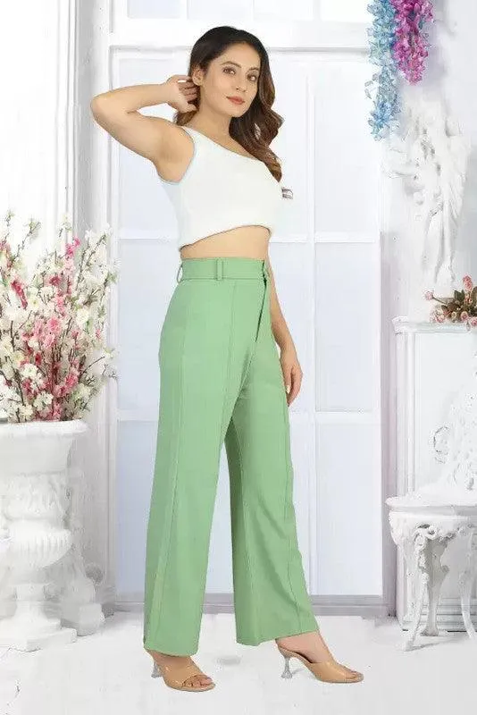 KV Fashion Regular Fit Women Light Green Trousers