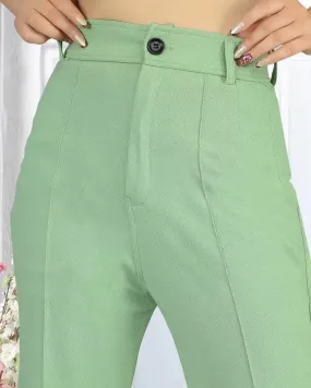 KV Fashion Regular Fit Women Light Green Trousers