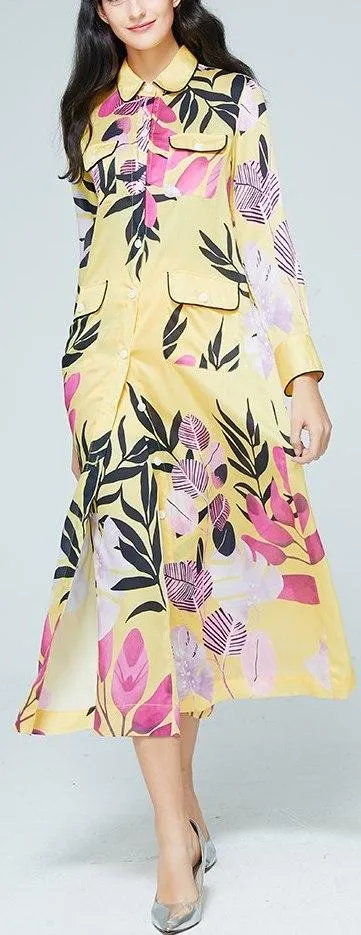 Long Floral-Print Pajama Top and Cropped Pant set
