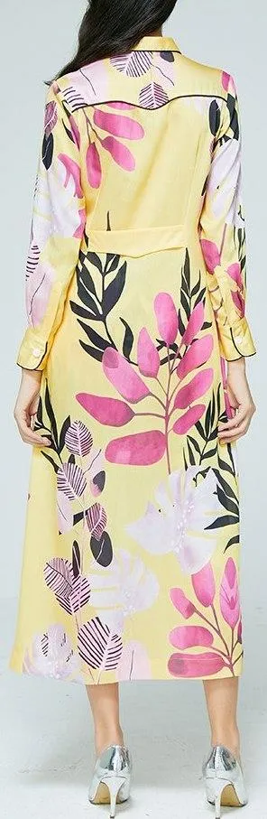 Long Floral-Print Pajama Top and Cropped Pant set