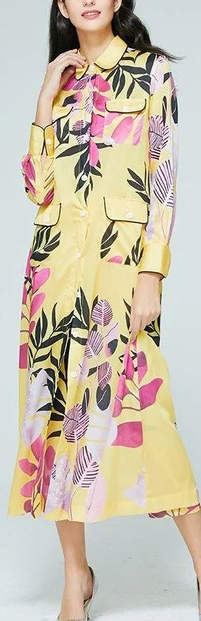 Long Floral-Print Pajama Top and Cropped Pant set
