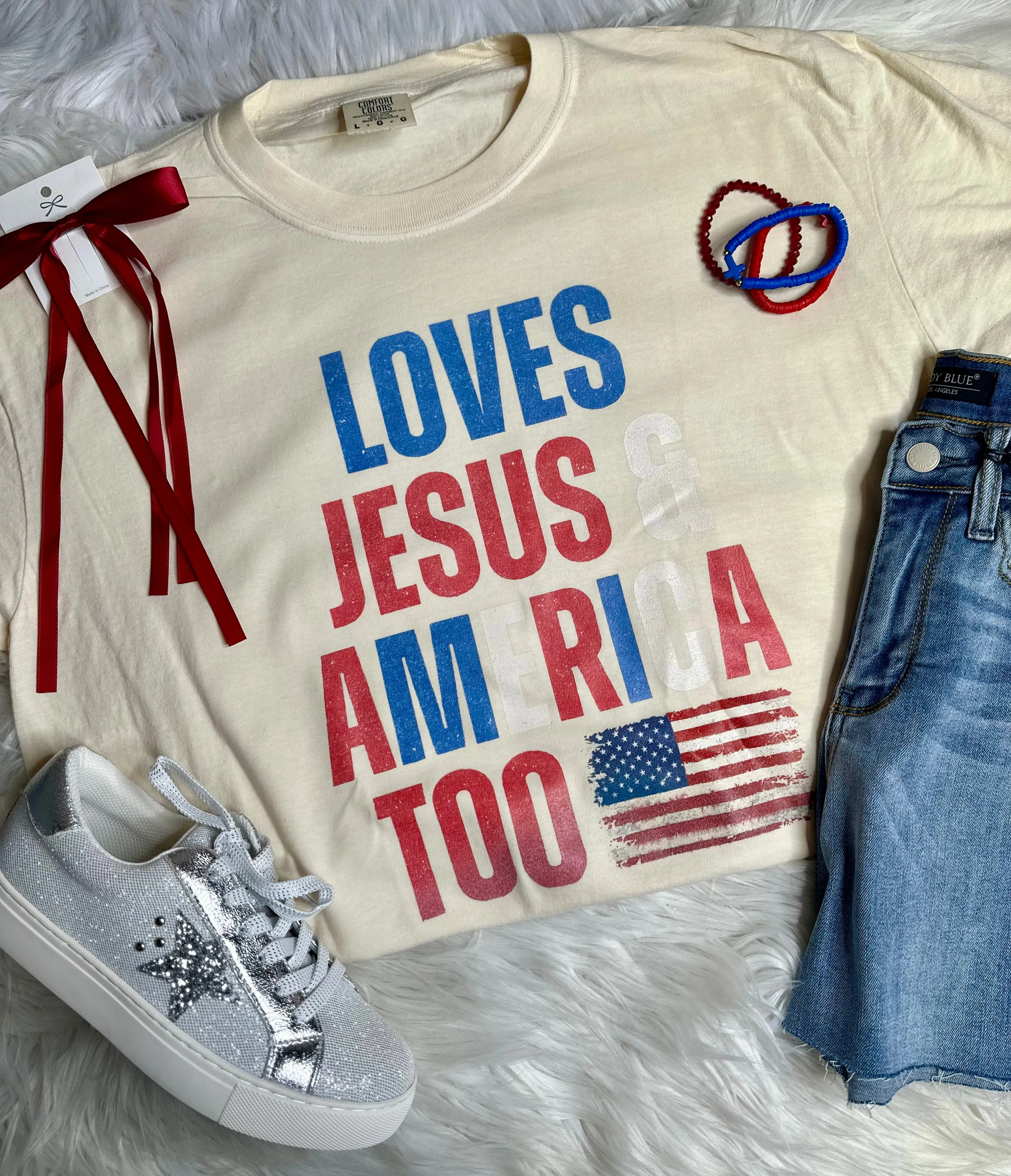 Loves Jesus & America Too Tee