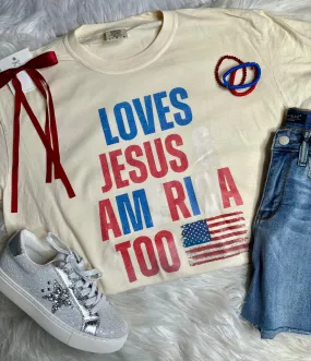 Loves Jesus & America Too Tee