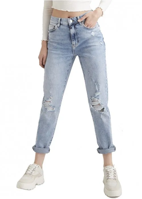 Lynn - Pant - Light Blue Destroyed - L30
