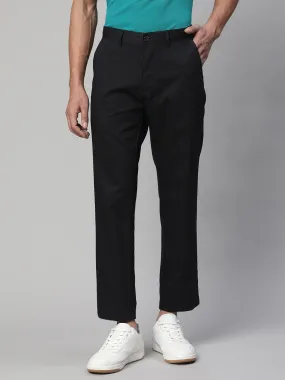 Men Navy Blue Semi Formal Trouser