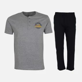 MEN PAJAMA SET (KNIT PANT   HENLEY TEE)