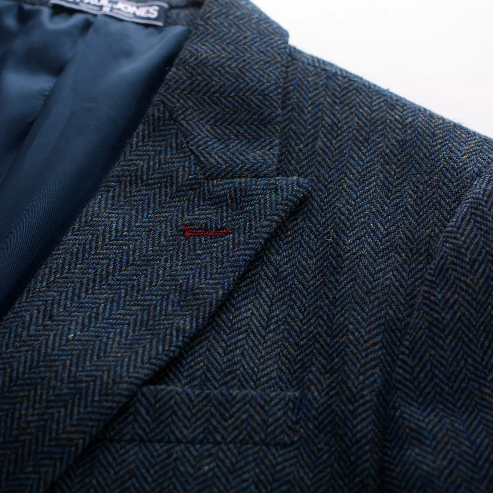 Men's Herringbone Two Button Blazer British Wool Blend Vintage Sport Coats