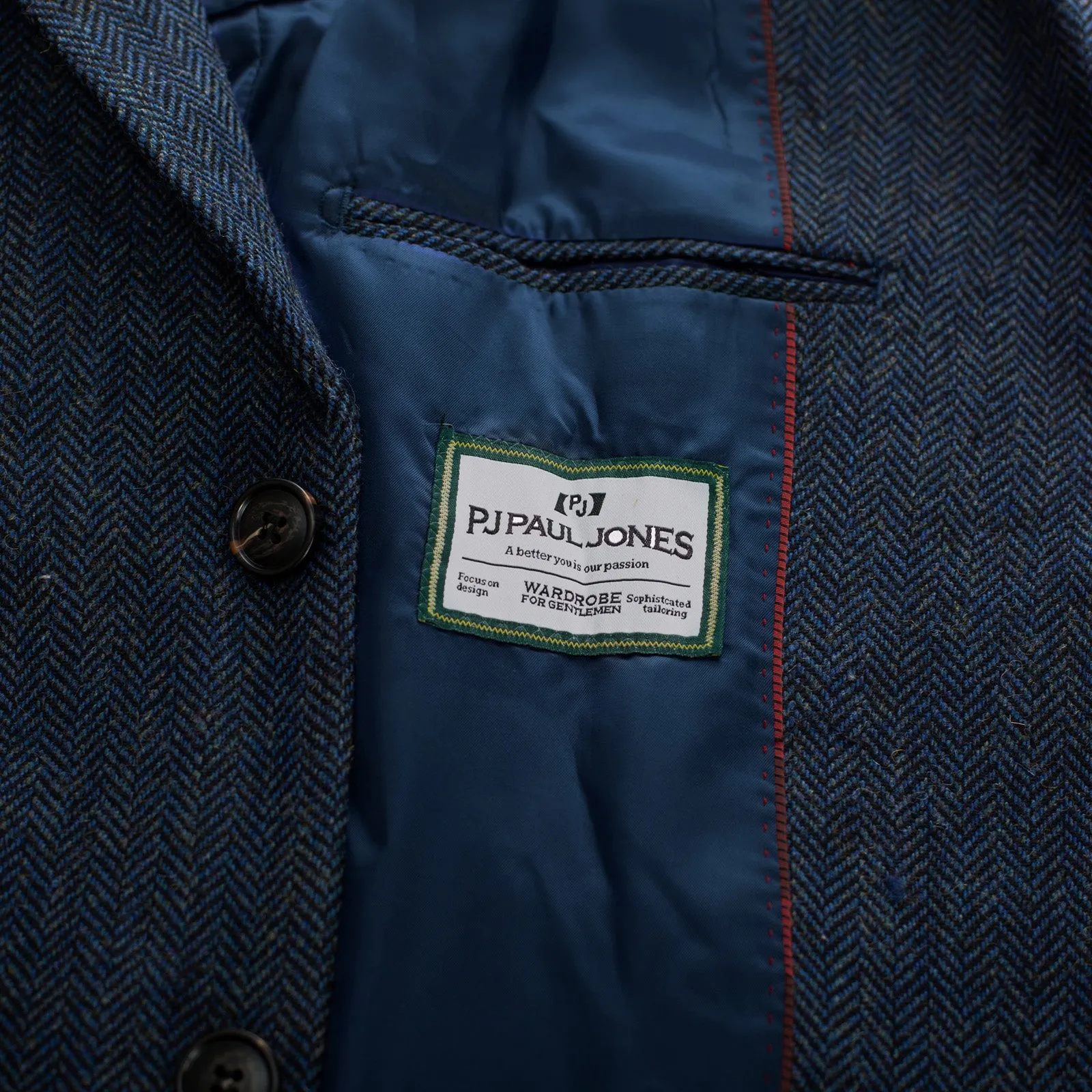 Men's Herringbone Two Button Blazer British Wool Blend Vintage Sport Coats