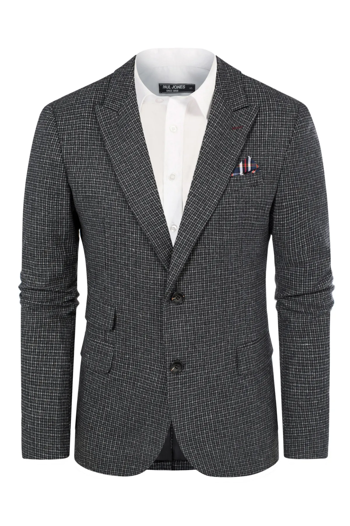 Men's Herringbone Two Button Blazer British Wool Blend Vintage Sport Coats