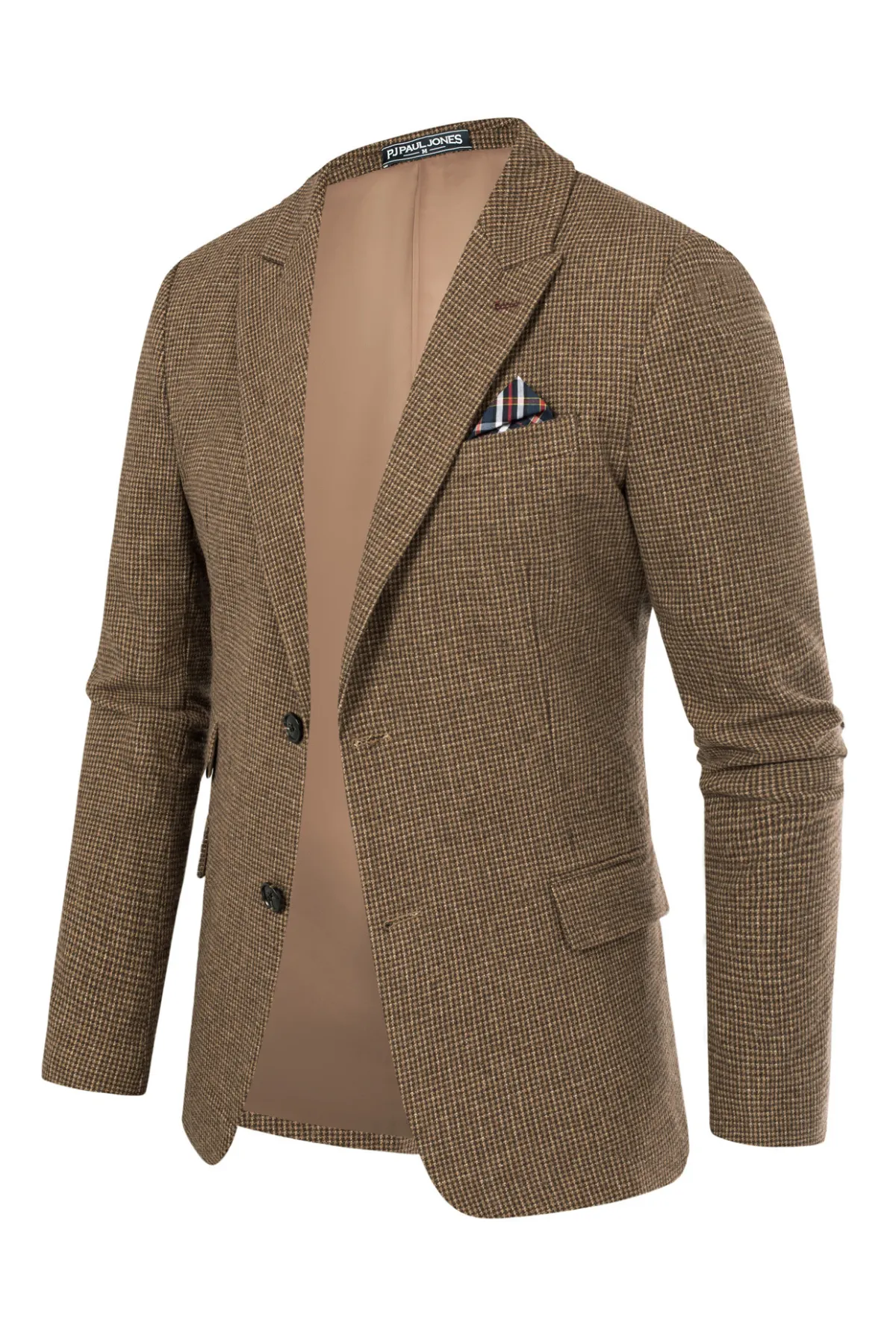Men's Herringbone Two Button Blazer British Wool Blend Vintage Sport Coats