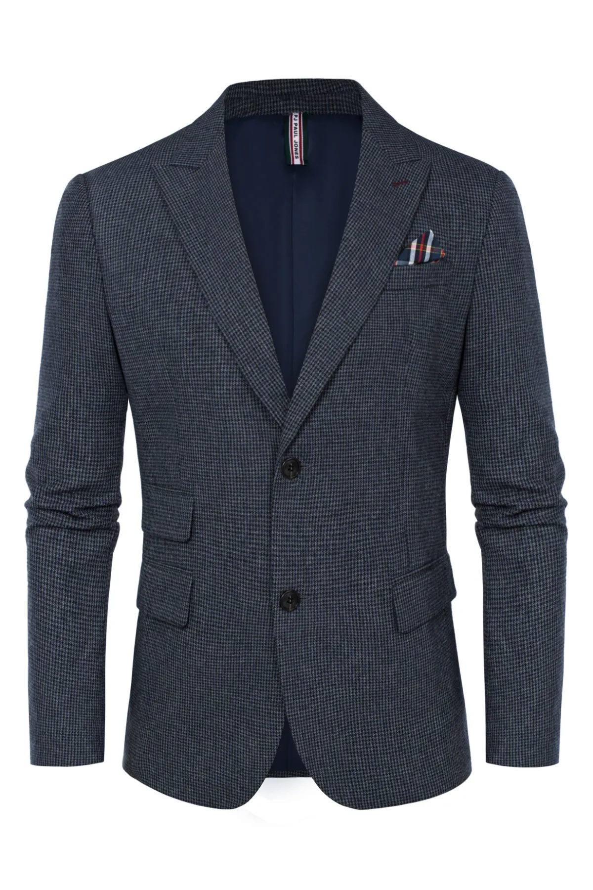 Men's Herringbone Two Button Blazer British Wool Blend Vintage Sport Coats
