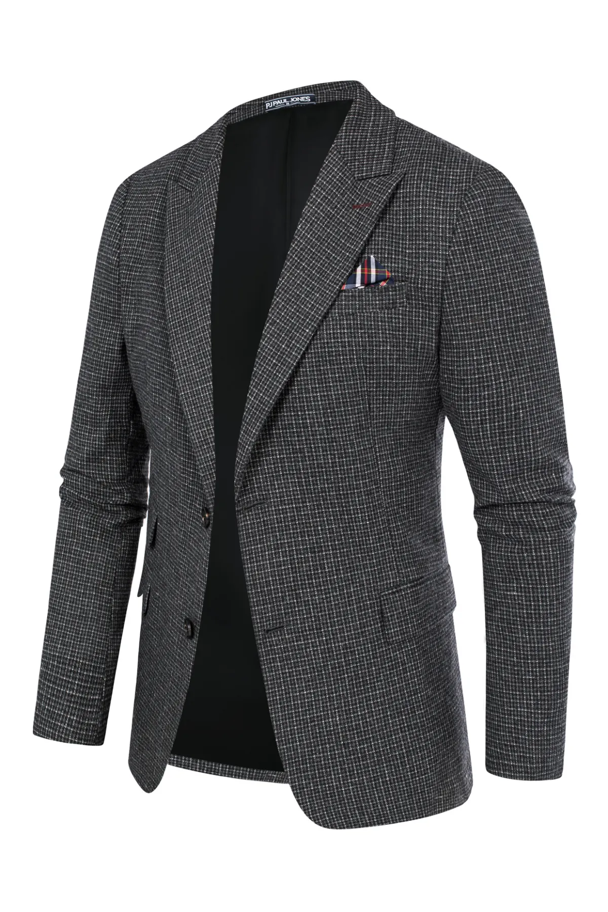 Men's Herringbone Two Button Blazer British Wool Blend Vintage Sport Coats