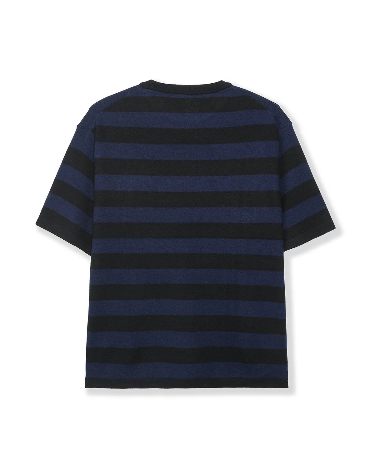 Merino Splatt Short Sleeve Stripe Sweater - Black/Blue