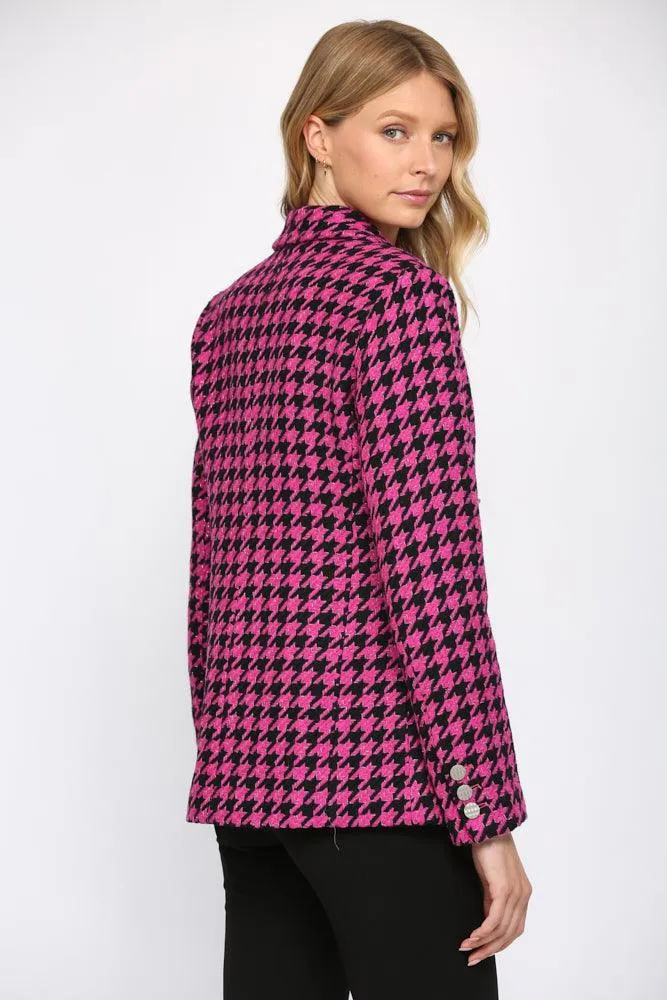 metallic houndstooth tweed blazer