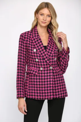 metallic houndstooth tweed blazer