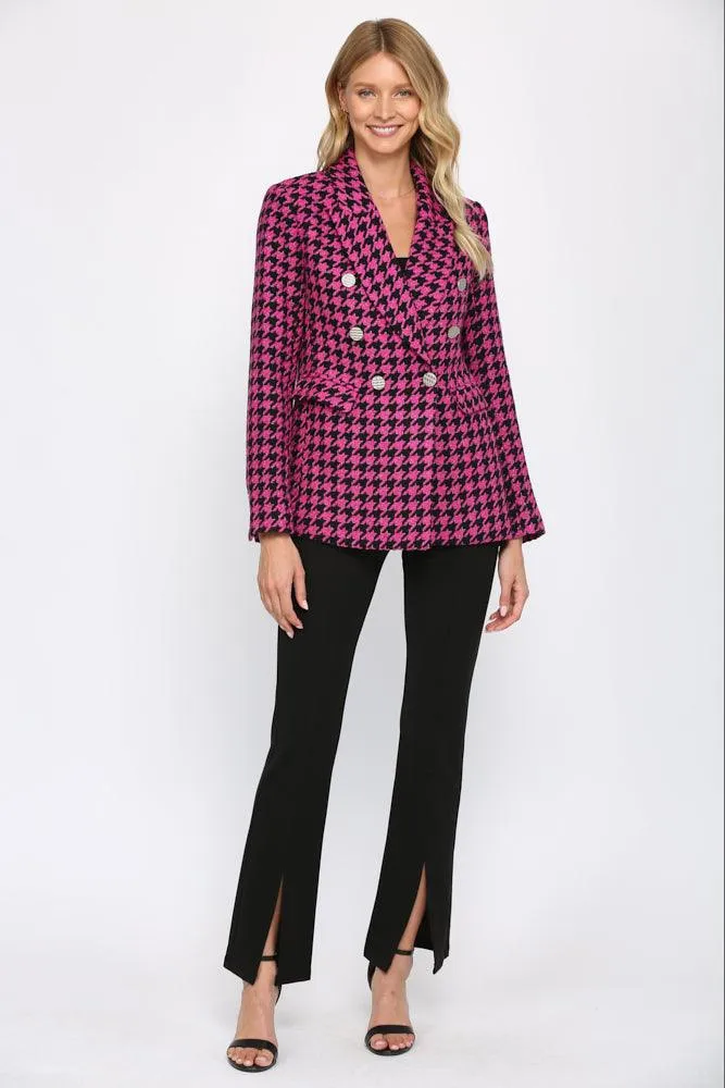 metallic houndstooth tweed blazer