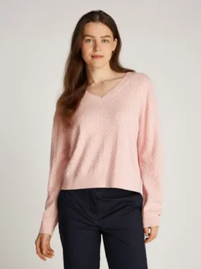 Mini Cable V-Neck Sweater