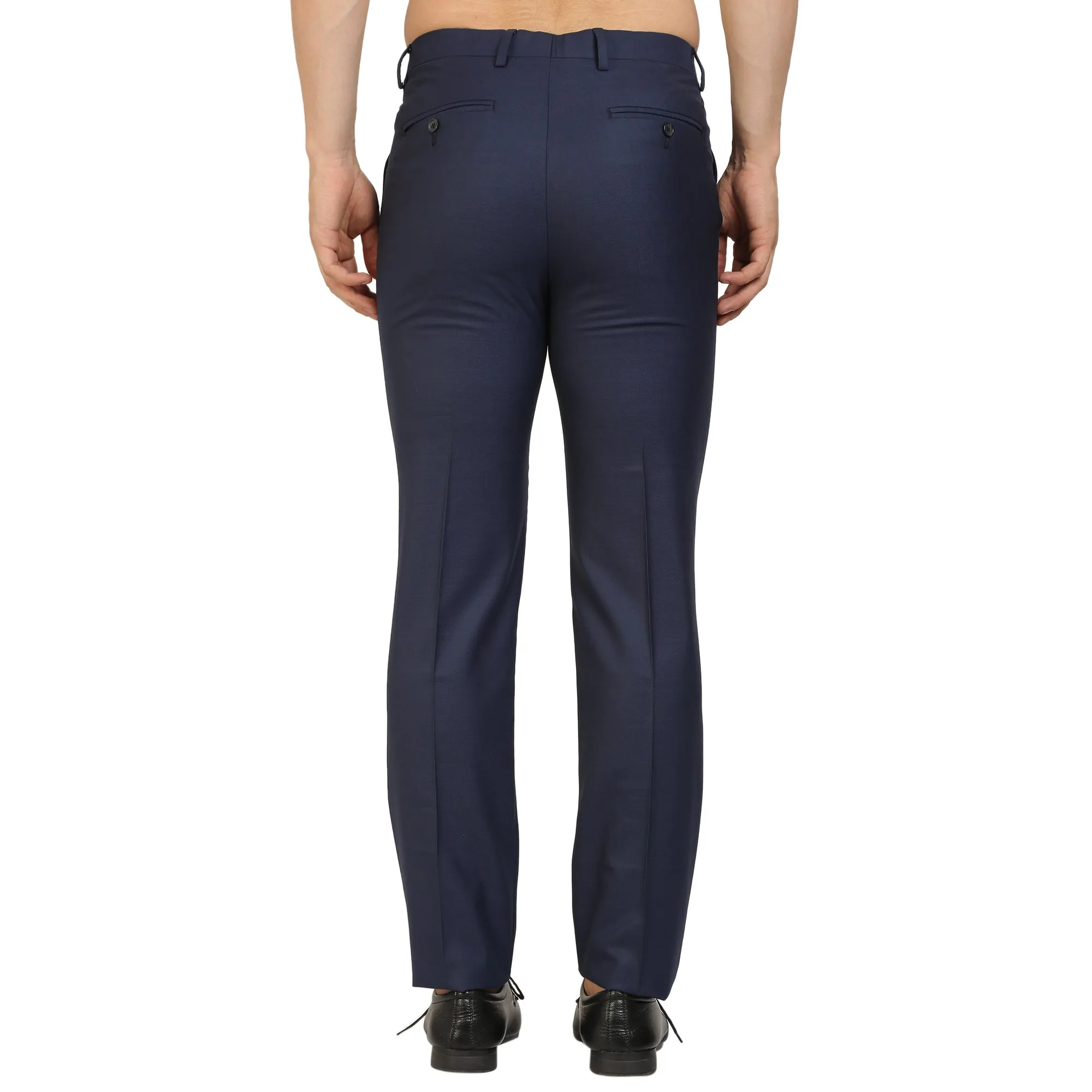 Navy Blue Gold Polywool Trouser