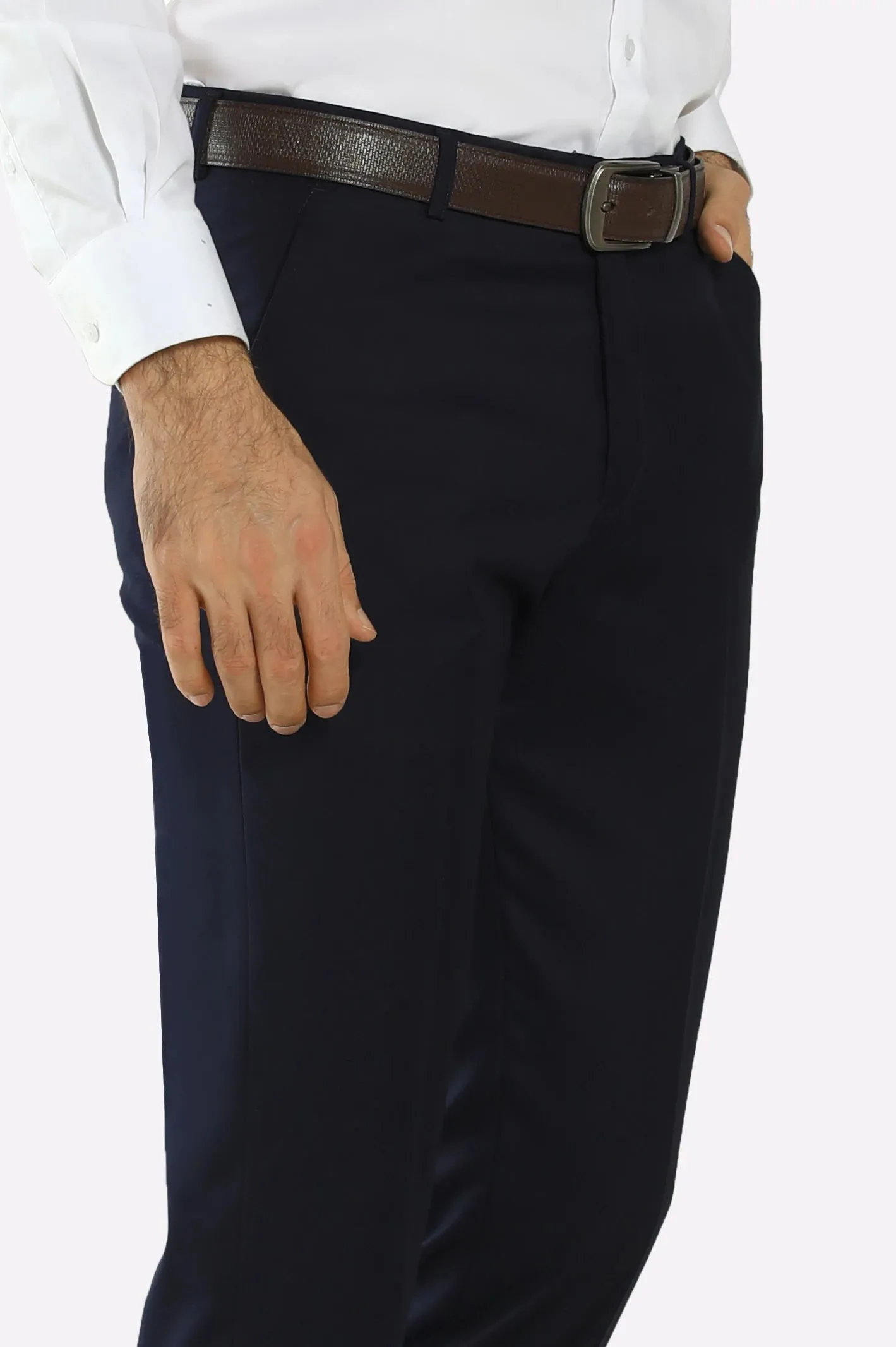 Navy Blue Regular Fit Formal Trouser